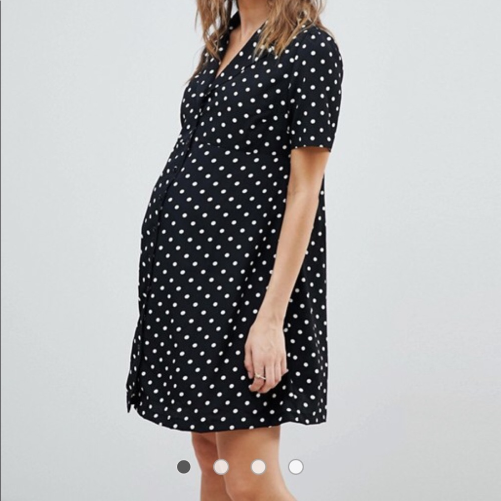 Asos Button Down Tea Dress In Polka Dot sz 10